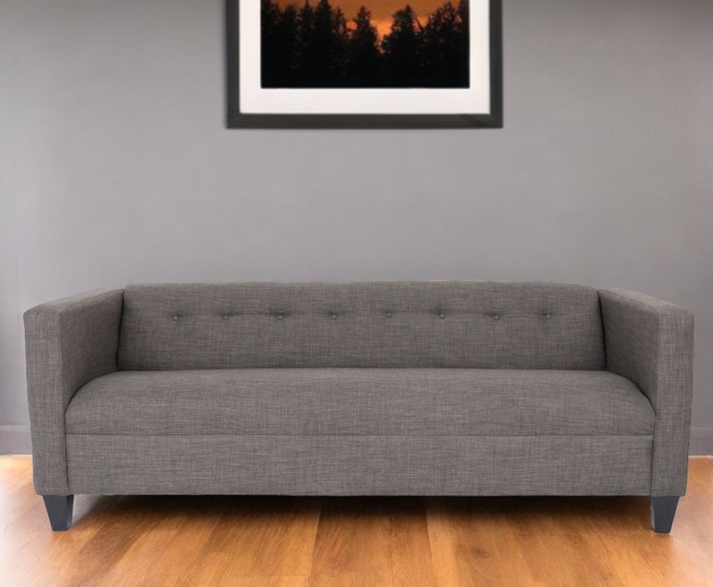 80" Charcoal Polyester Sofa With Black Legs HomeRoots