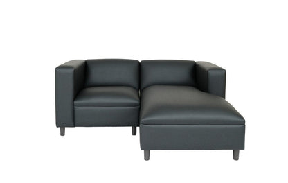84" Black Faux Leather Sofa Chaise HomeRoots