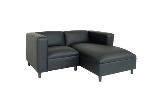 84" Black Faux Leather Sofa Chaise HomeRoots