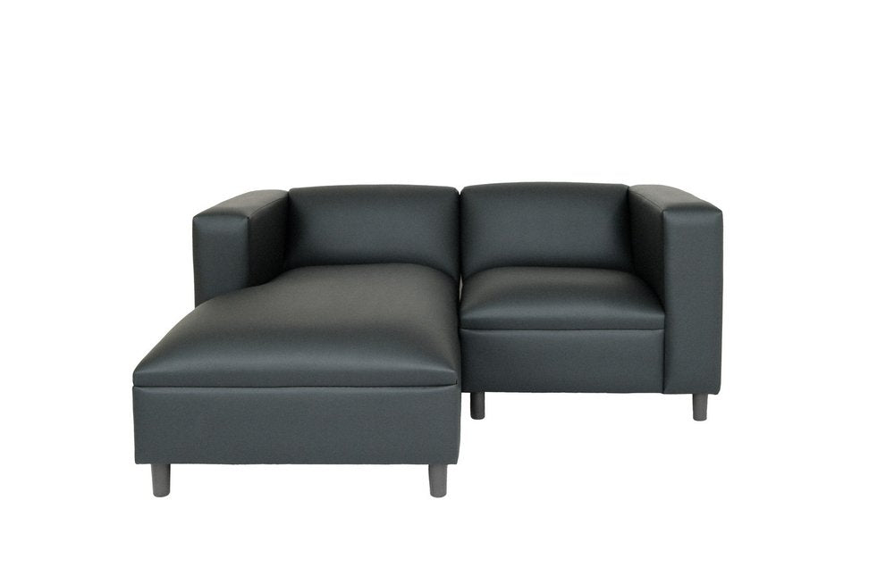 84" Black Faux Leather Sofa Chaise HomeRoots