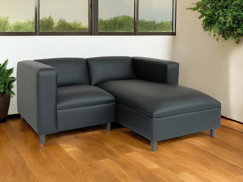 84" Black Faux Leather Sofa Chaise HomeRoots