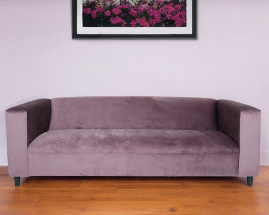 72" Lavender Velvet Sofa With Black Legs