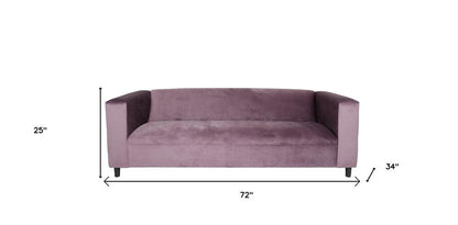 72" Lavender Velvet Sofa With Black Legs HomeRoots