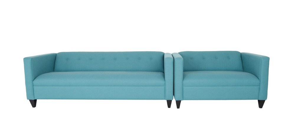 Two Piece Teal Blue Polyester Blend Seating Set HomeRoots
