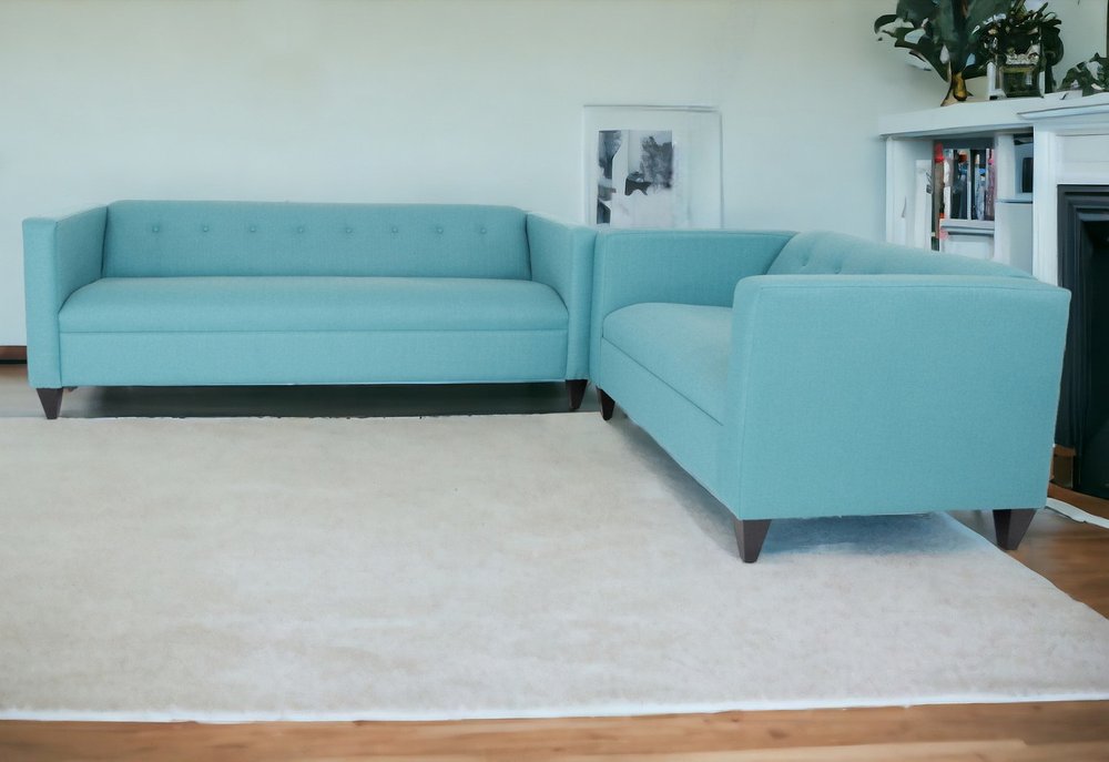 Two Piece Teal Blue Polyester Blend Seating Set HomeRoots