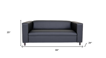 84" Black Faux Leather Sofa