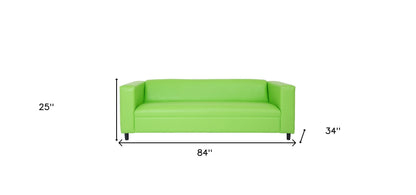 84" Green Faux Leather Sofa With Black Legs