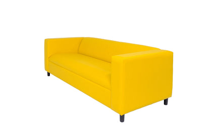 84" Yellow Faux Leather Sofa With Black Legs