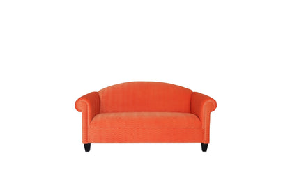 92" Orange Velvet Sofa With Black Legs