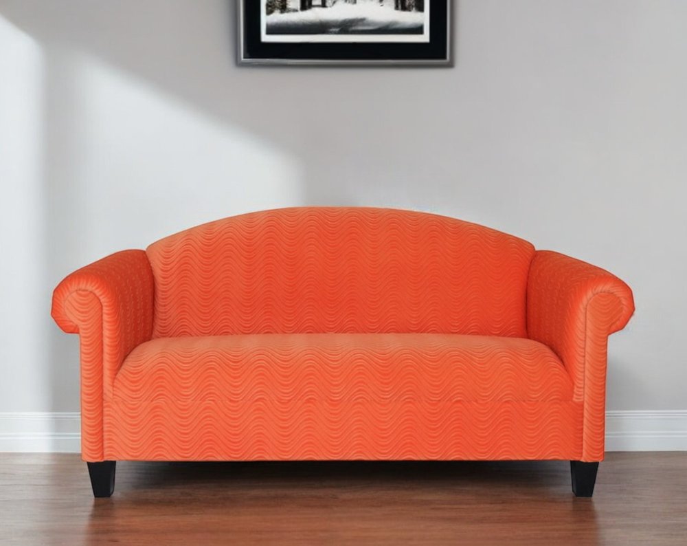 92" Orange Velvet Sofa With Black Legs HomeRoots