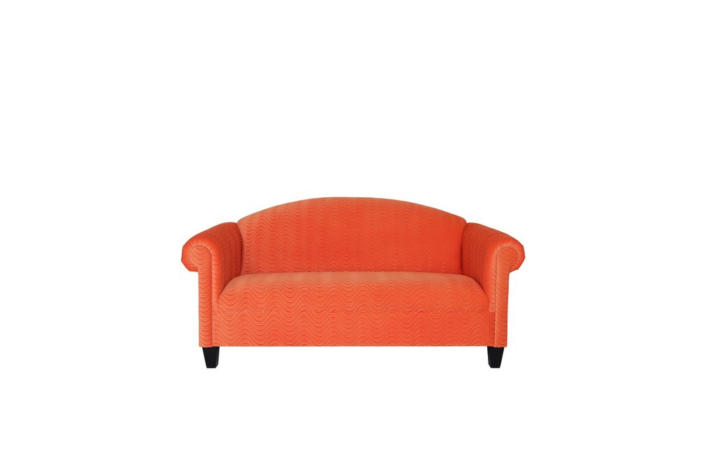 92" Orange Velvet Sofa With Black Legs HomeRoots