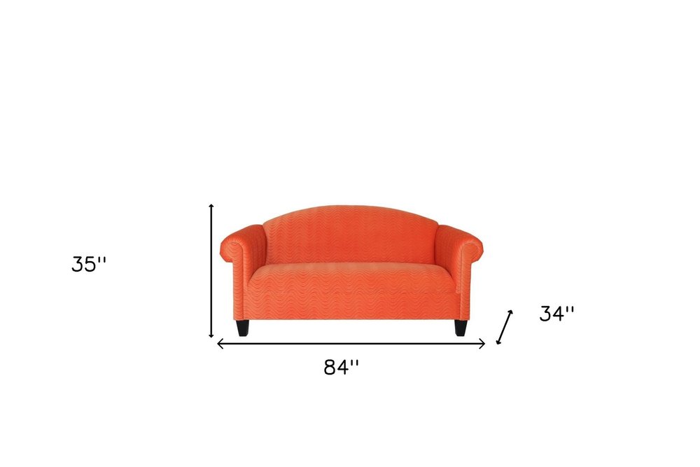 92" Orange Velvet Sofa With Black Legs HomeRoots