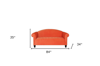 92" Orange Velvet Sofa With Black Legs HomeRoots