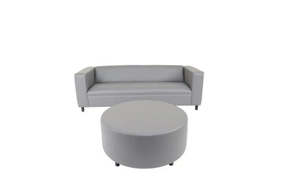 84" Gray Faux Leather Sofa With Ottoman With Black Legs - FurniFindUSA