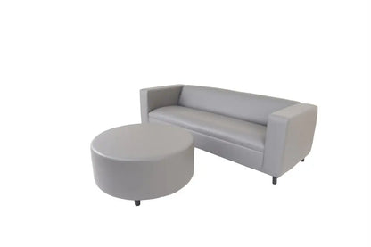 84" Gray Faux Leather Sofa With Ottoman With Black Legs - FurniFindUSA