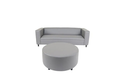 84" Gray Faux Leather Sofa With Ottoman With Black Legs - FurniFindUSA