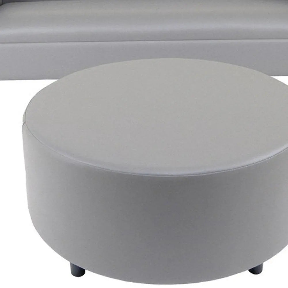 84" Gray Faux Leather Sofa With Ottoman With Black Legs - FurniFindUSA