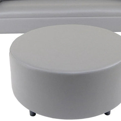 84" Gray Faux Leather Sofa With Ottoman With Black Legs - FurniFindUSA