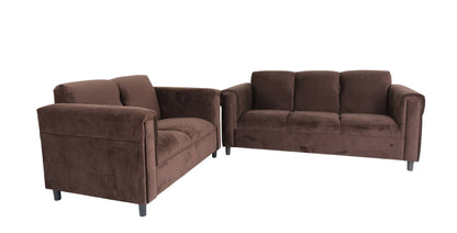 Two Piece Dark Brown Five Person Seating Set