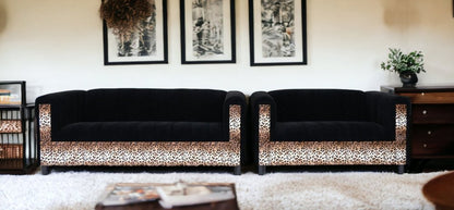 Two Piece  Leopard and Black Five Person Seating Set HomeRoots
