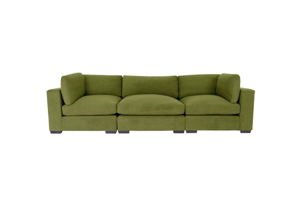 126" Moss Green Polyester Sofa With Black Legs HomeRoots