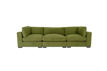 126" Moss Green Polyester Sofa With Black Legs HomeRoots