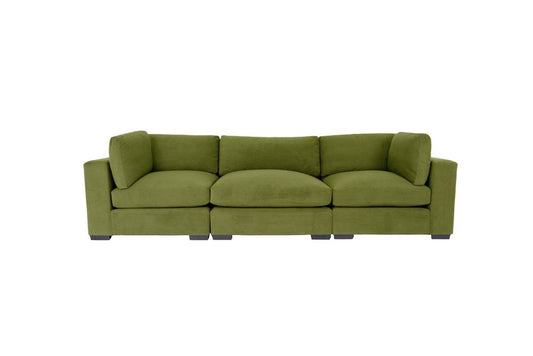 126" Moss Green Polyester Sofa With Black Legs HomeRoots