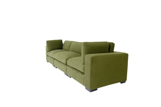 126" Moss Green Polyester Sofa With Black Legs HomeRoots