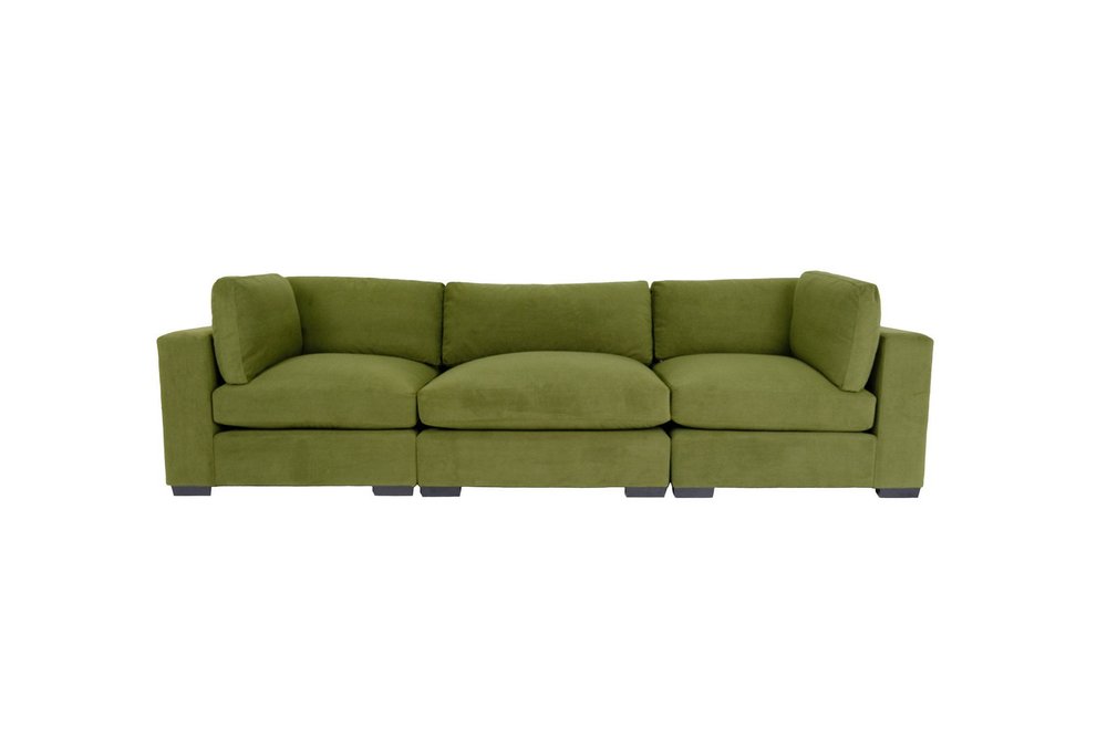 126" Moss Green Polyester Sofa With Black Legs HomeRoots
