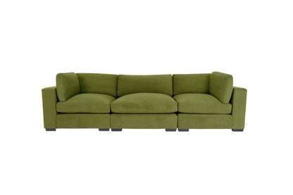 126" Moss Green Polyester Sofa With Black Legs HomeRoots