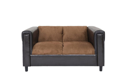 54" Brown And Black Chenille Loveseat HomeRoots