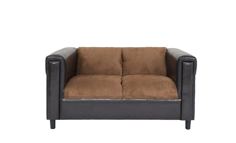 54" Brown And Black Chenille Loveseat HomeRoots