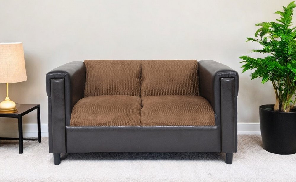 54" Brown And Black Chenille Loveseat HomeRoots