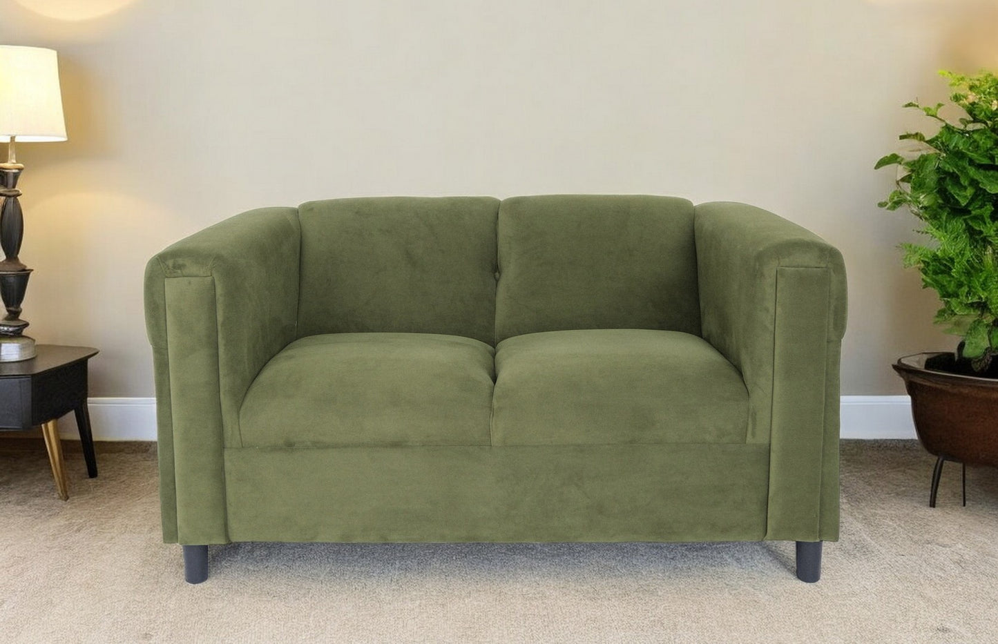 54" Green And Black Microsuede Loveseat