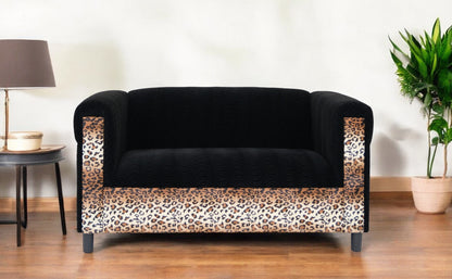 72" Dark Brown And Black Microsuede Loveseat