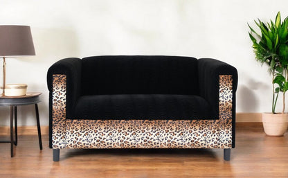 72" Dark Brown And Black Microsuede Loveseat HomeRoots