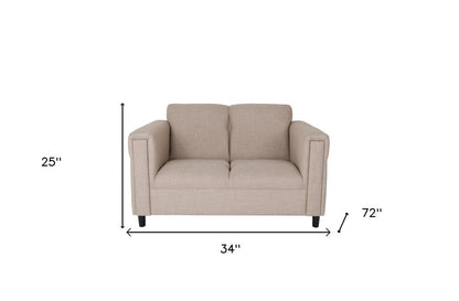54" Deep Taupe And Black Loveseat HomeRoots