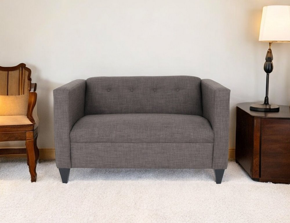 50" Charcoal And Dark Brown Loveseat HomeRoots