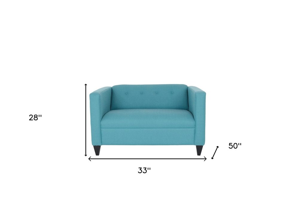 50" Teal Blue And Dark Brown Loveseat HomeRoots