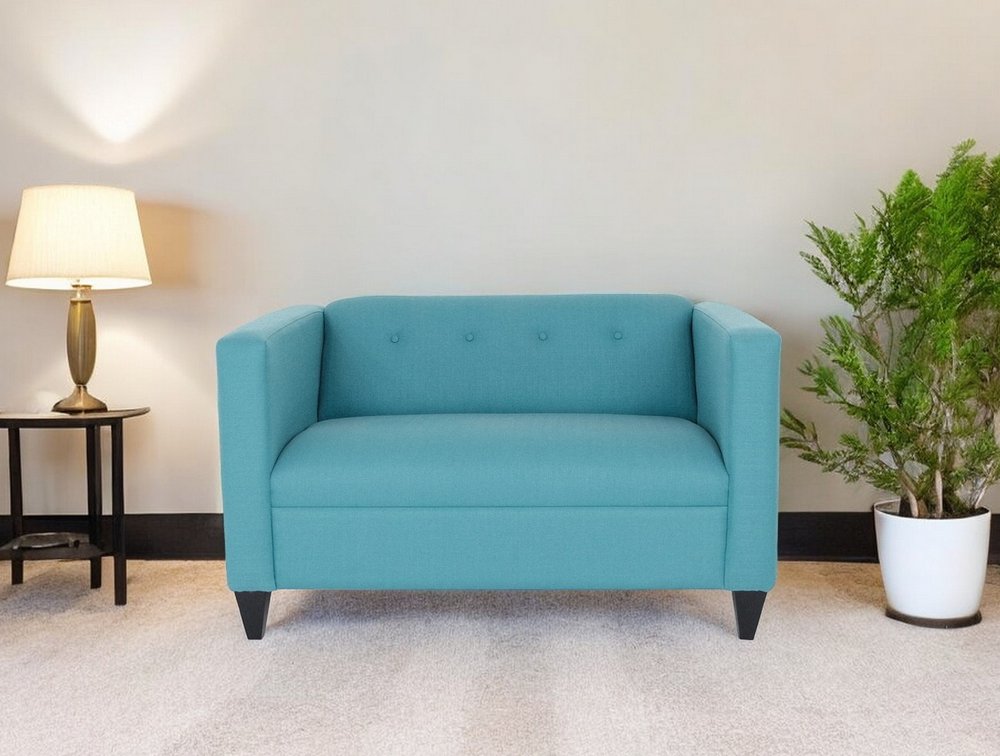 50" Teal Blue And Dark Brown Loveseat HomeRoots