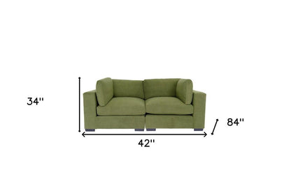 84" Forest Green And Dark Brown Loveseat HomeRoots
