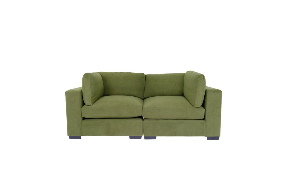 84" Forest Green And Dark Brown Loveseat HomeRoots