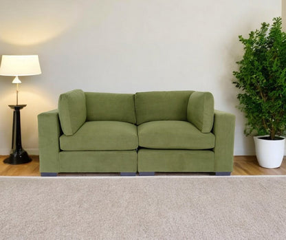 84" Forest Green And Dark Brown Loveseat HomeRoots