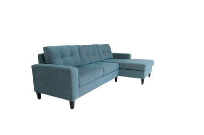 Blue Polyester Blend L Shaped Two Piece Sofa and Chaise Sectional