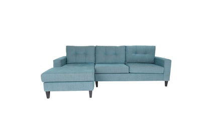 Blue Polyester Blend L Shaped Two Piece Sofa and Chaise Sectional