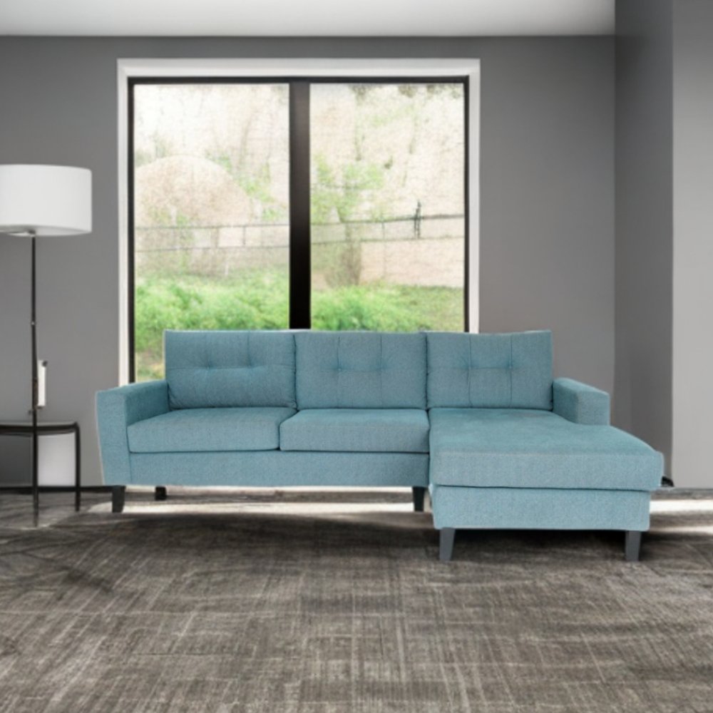 Blue Polyester Blend L Shaped Two Piece Sofa and Chaise Sectional HomeRoots