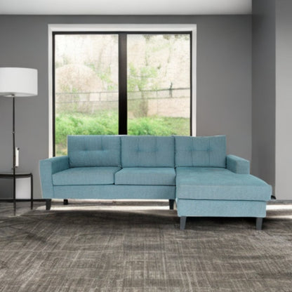 Blue Polyester Blend L Shaped Two Piece Sofa and Chaise Sectional HomeRoots