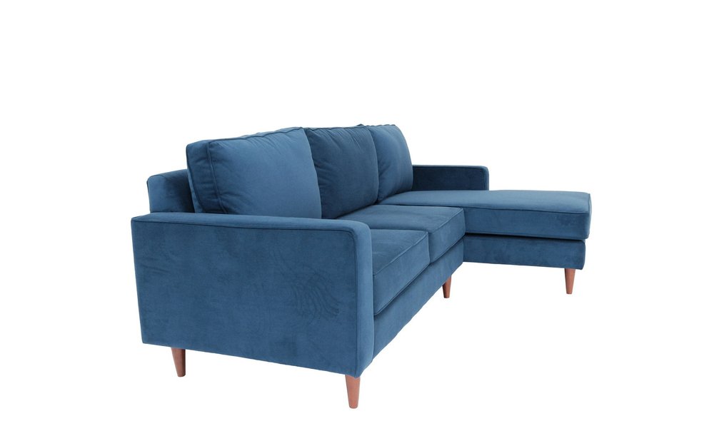 Navy Blue Polyester Blend L Shaped Two Piece Corner Sectional HomeRoots