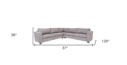 Gray Polyester Blend L Shaped Three Piece Corner Sectional