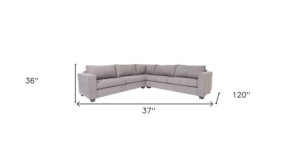 Gray Polyester Blend L Shaped Three Piece Corner Sectional HomeRoots